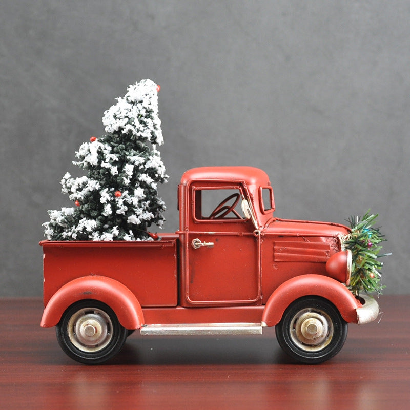 Christmas Retro Truck Model – Handmade Metal Craft Ornament