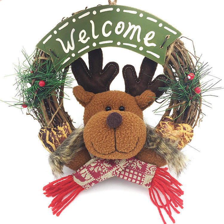 Small Wooden Christmas Wreath – Santa Claus, Snowman & Elk Vine Ring Ornament | Pixel & Parcel Co.
