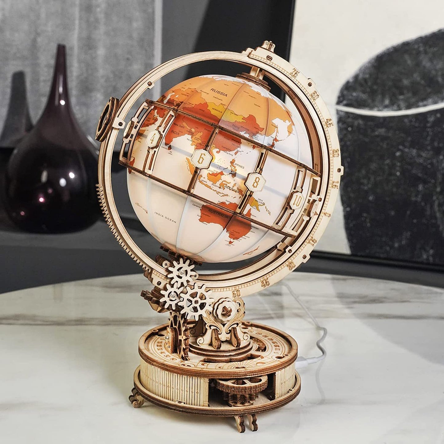 ROKR Luminous Globe – 3D Wooden Puzzle Model Kit (180 PCS)