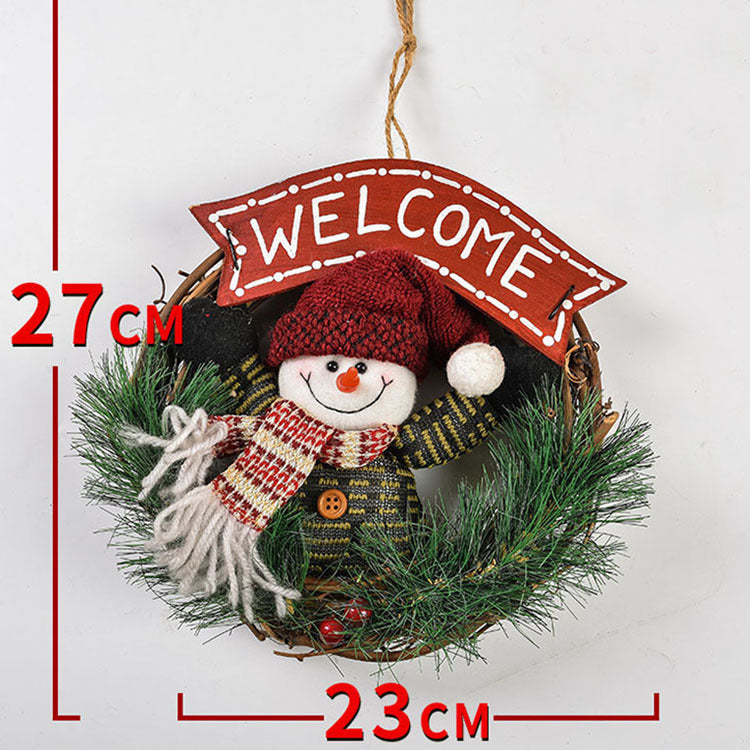 Small Wooden Christmas Wreath – Santa Claus, Snowman & Elk Vine Ring Ornament | Pixel & Parcel Co.
