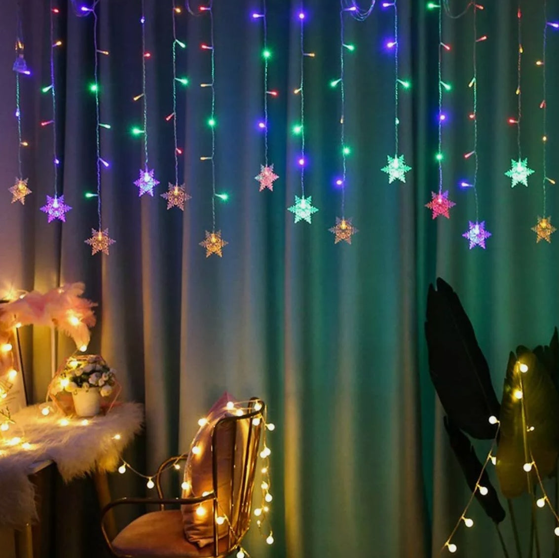 LED Snowflake Fairy Lights Curtain – Window Christmas Party Wedding Decoration | Pixel & Parcel Co.