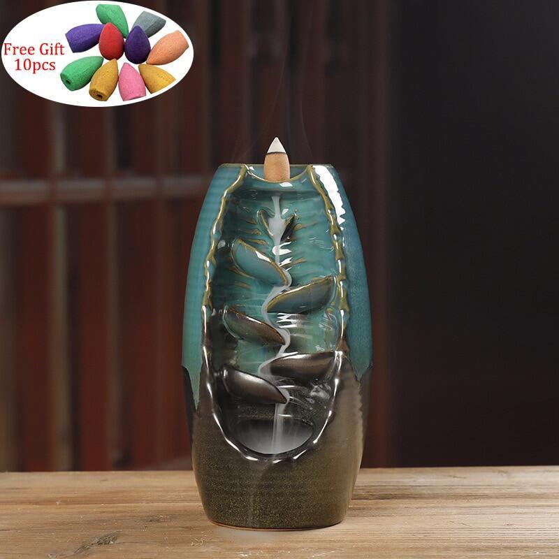 Multi-Layer Ceramic Backflow Incense Burner – Waterfall Aromatherapy Ornament