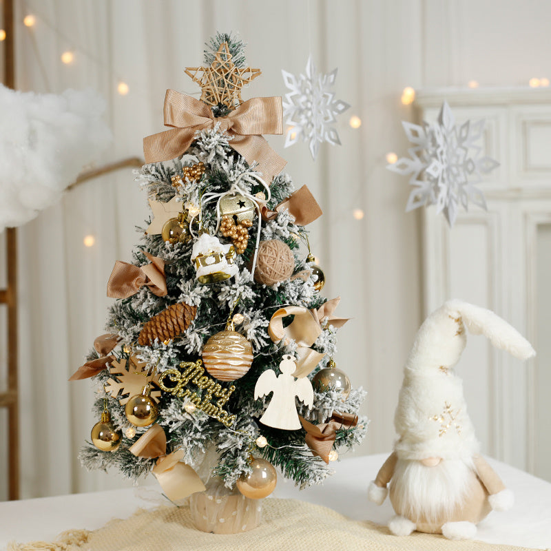 60cm Flocking Christmas Wreath & Desktop Ornament with Lights – Golden & Red Fruit Models