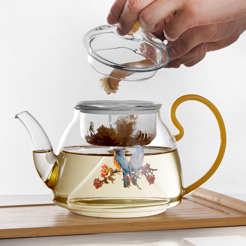 Borosilicate Glass Teapot — Creative Cartoon Flower