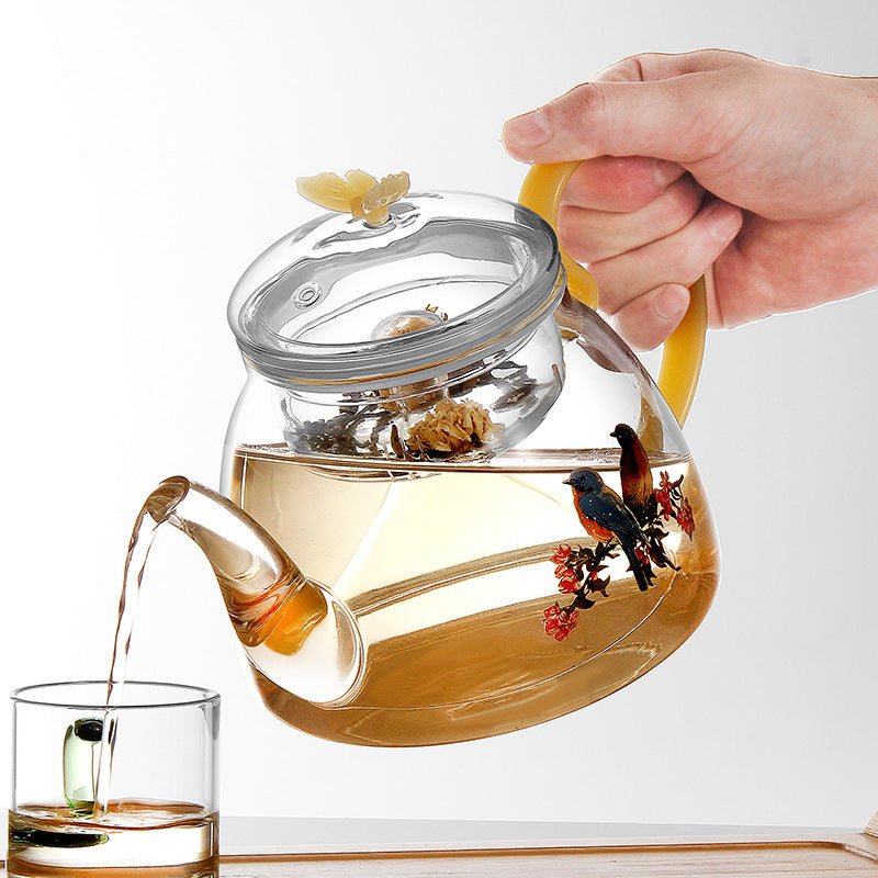 Borosilicate Glass Teapot — Creative Cartoon Flower