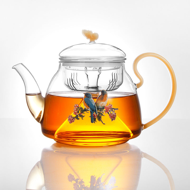 Borosilicate Glass Teapot — Creative Cartoon Flower