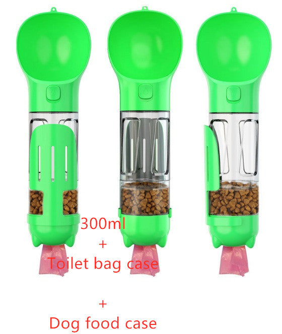3-in-1 Portable Pet Water Bottle – Feeder Bowl & Garbage Bag Storage for Outdoor Travel