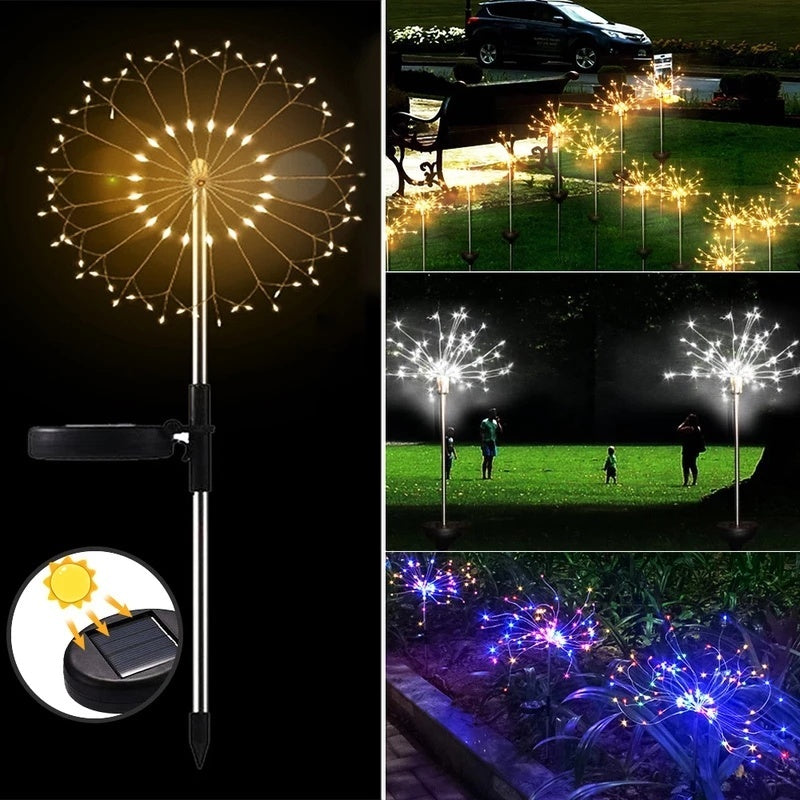 Ground Inserted Firework Lights – Solar LED Outdoor Christmas Lawn Decoration | Pixel & Parcel Co.