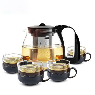 700ml-1250ml Glass Teapot with Stainless Steel Infuser — Flower Design