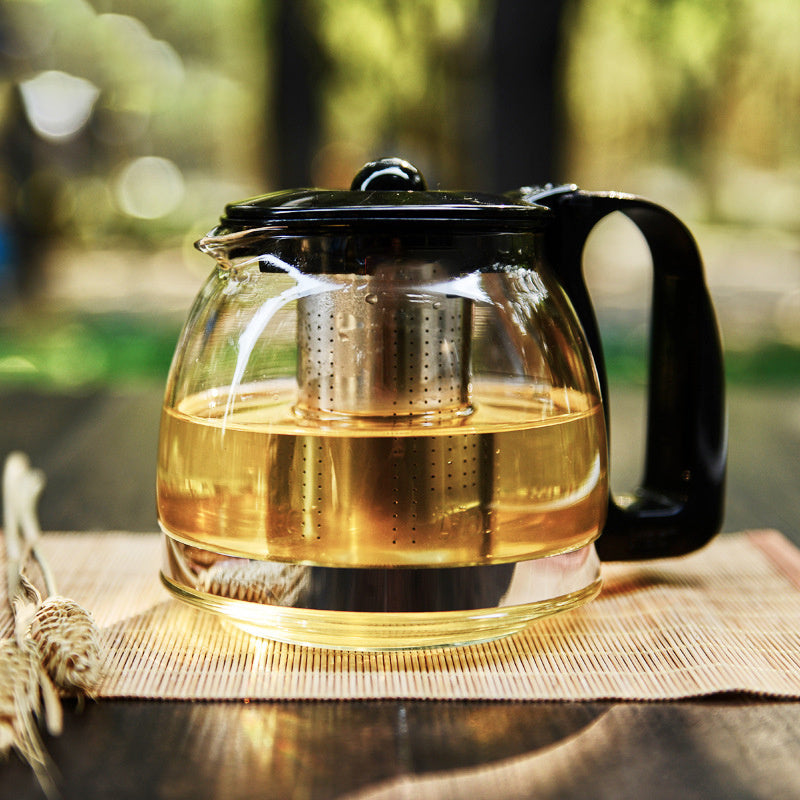 700ml-1250ml Glass Teapot with Stainless Steel Infuser — Flower Design