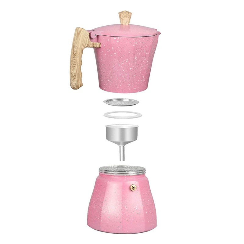 European-Style Aluminium Moka Pot — Octagonal Stovetop Coffee Maker