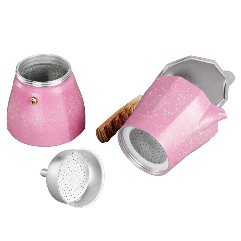 European-Style Aluminium Moka Pot — Octagonal Stovetop Coffee Maker