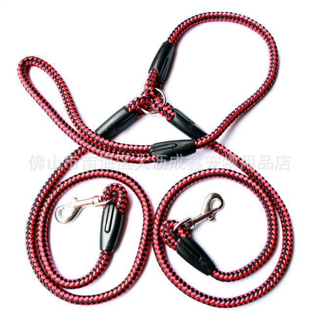 Double-Ended Dog Leash – One Plus Two Traction Rope with Collar for Walking Dogs