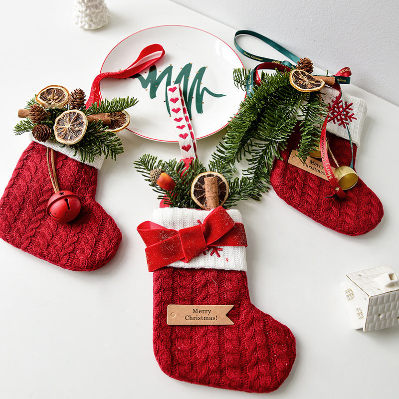 Knitted Christmas Stockings – Festive Holiday Decoration for Home & Scene Layout