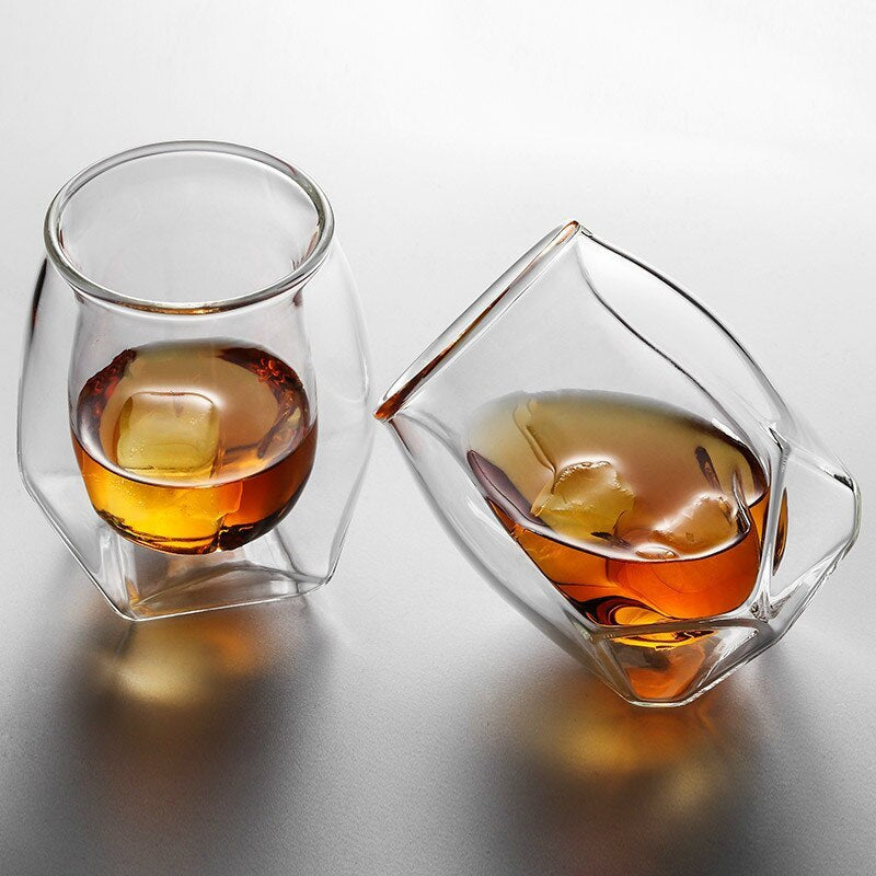 Whiskey Glass – Handmade Double-Walled Borosilicate Crystal Cup (180ml)