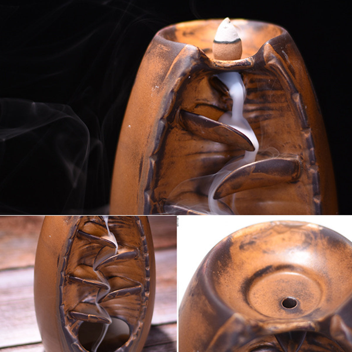 Multi-Layer Ceramic Backflow Incense Burner – Waterfall Aromatherapy Ornament