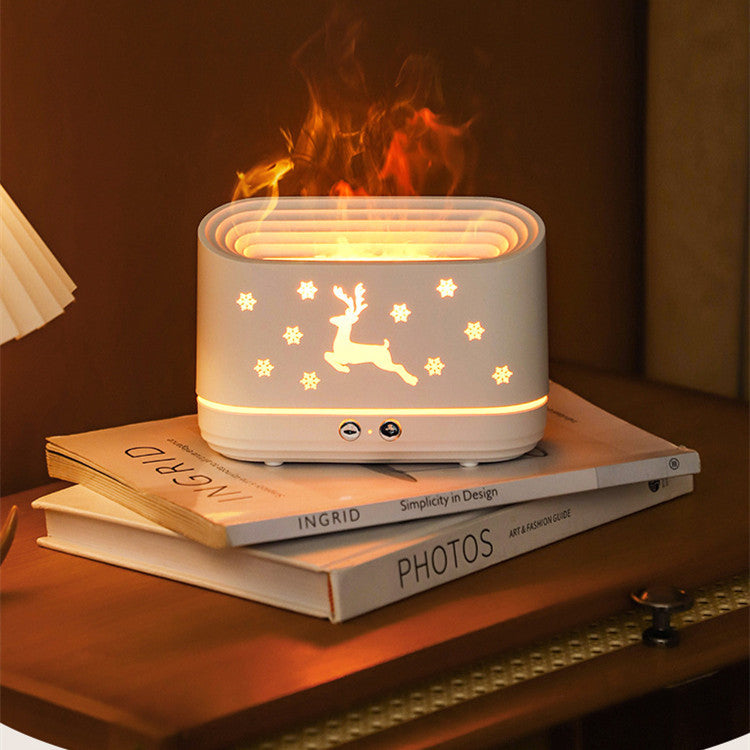 Elk Flame Humidifier Diffuser – Silent Household Atmosphere Lamp, Christmas Home Decoration
