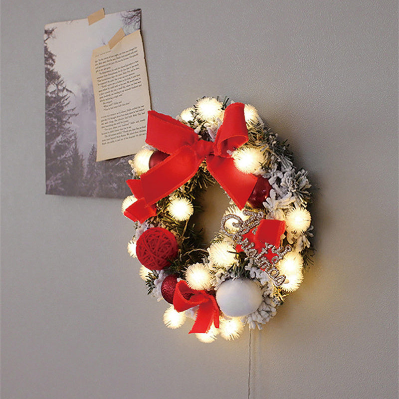 Multicolour Christmas Wreath with LED String Lights – Pendant & Package Decoration | Pixel & Parcel Co.