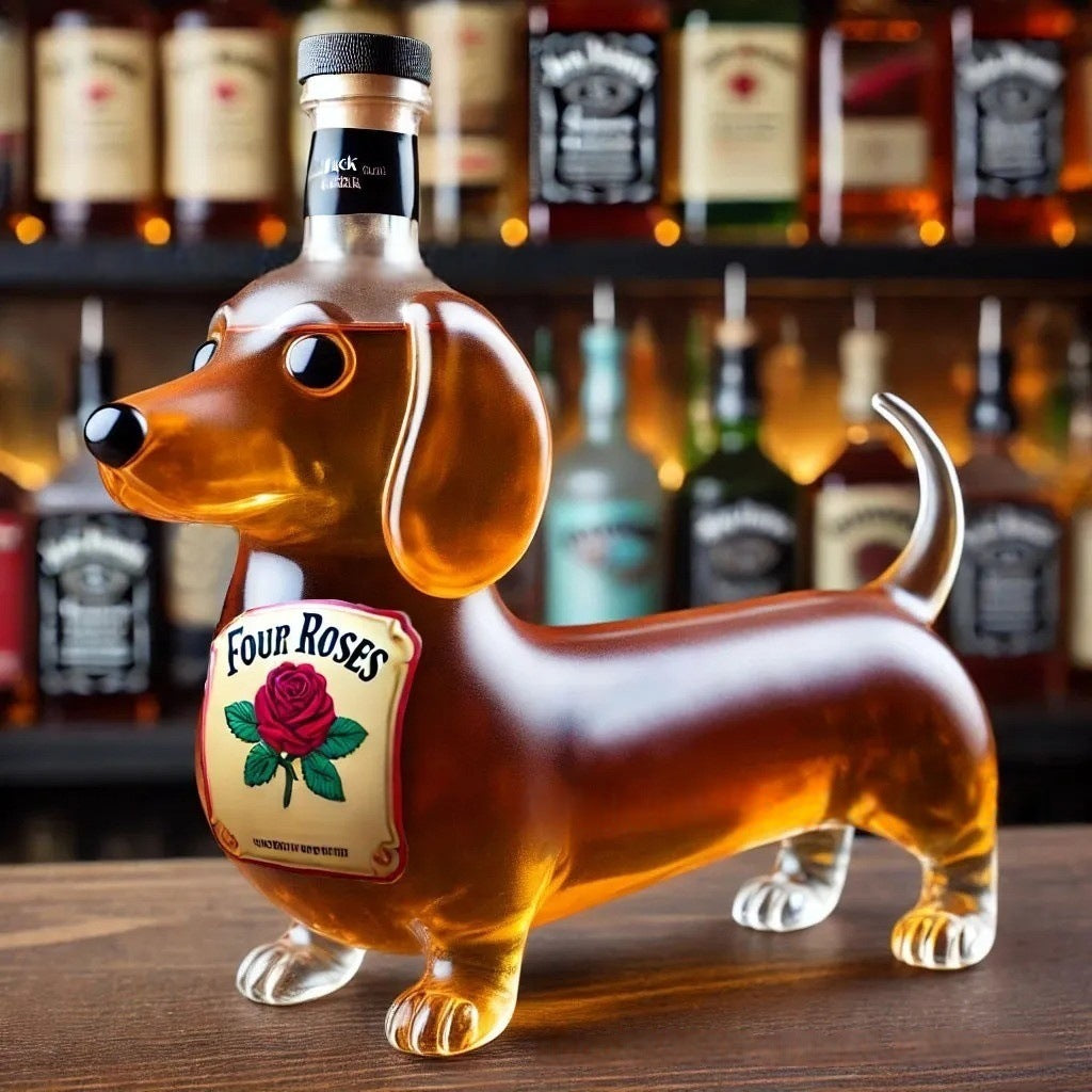 Borosilicate Glass Dachshund Whiskey Bottle – Modern Simple Style (301–400ml)
