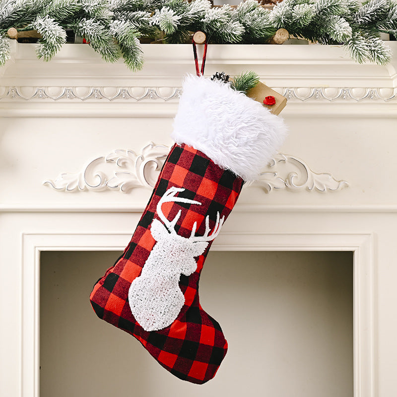Red & Black Plaid Christmas Stockings – Festival Decoration Pendant