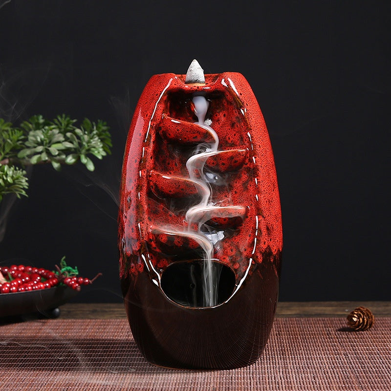 Multi-Layer Ceramic Backflow Incense Burner – Waterfall Aromatherapy Ornament