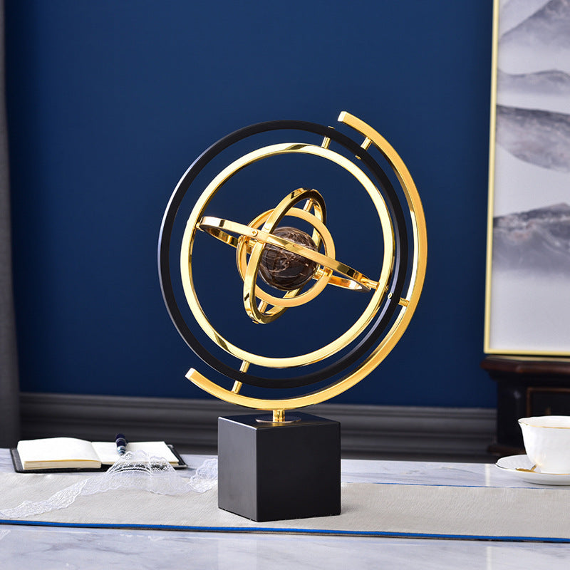 Office Globe Decoration – Modern Iron Geometric Desk & Living Room Ornament