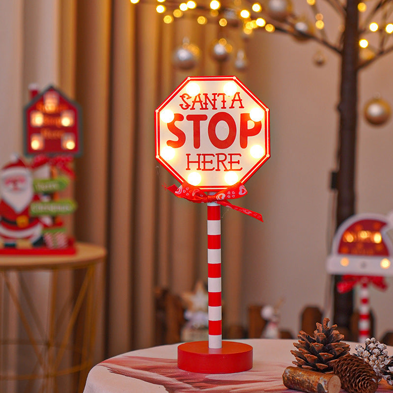 Christmas Road STOP Decorative Wooden LED Lights – Festive Atmosphere Lamp | Pixel & Parcel Co.