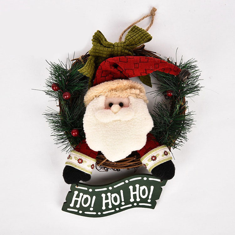 Small Wooden Christmas Wreath – Santa Claus, Snowman & Elk Vine Ring Ornament | Pixel & Parcel Co.