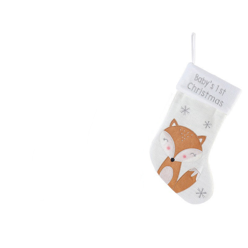 Baby’s First Christmas Fox Wool Gift Stocking – Festive Holiday Decoration
