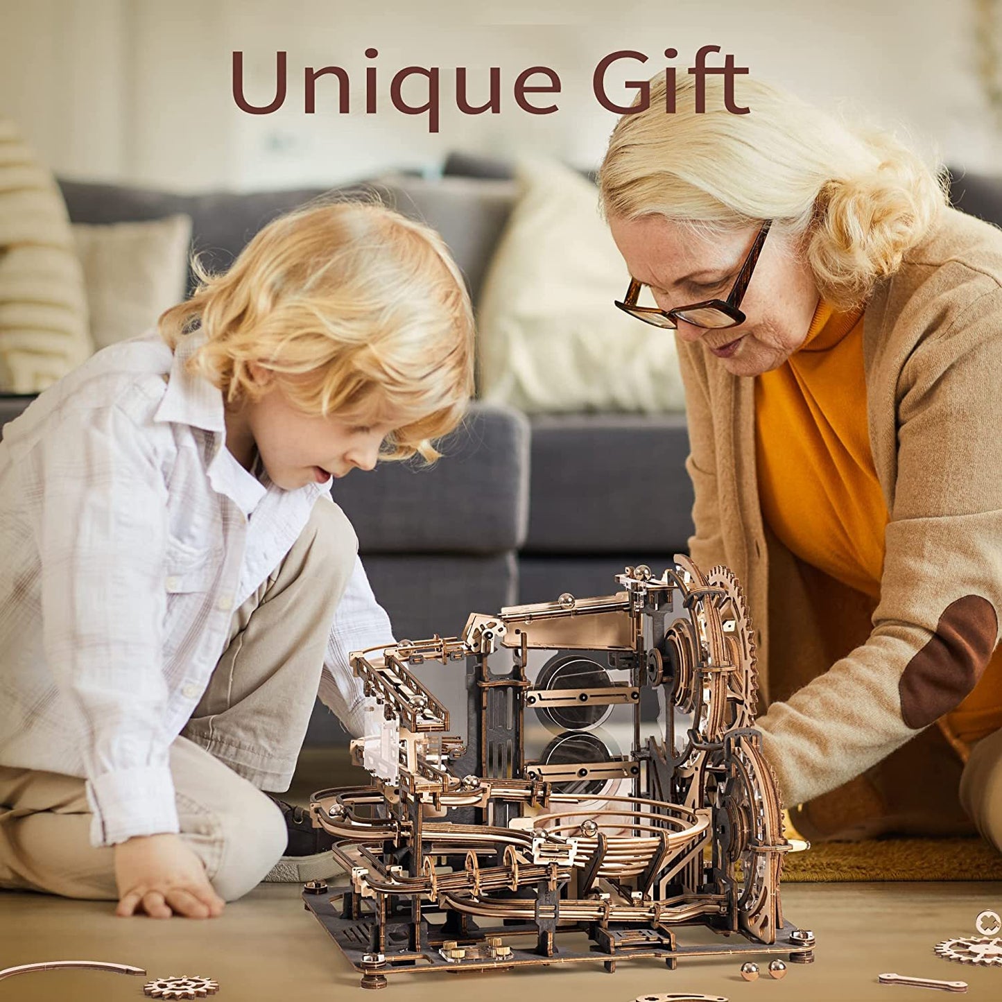 Robotime ROKR Marble Night City – 3D Wooden Puzzle Waterwheel Model Kit