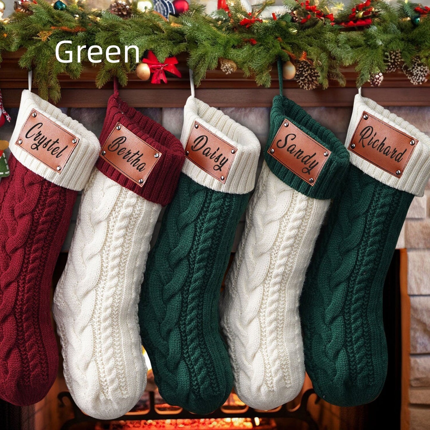 46cm Knitted Christmas Ornaments – Holiday Gift Stockings in Red, White & Green