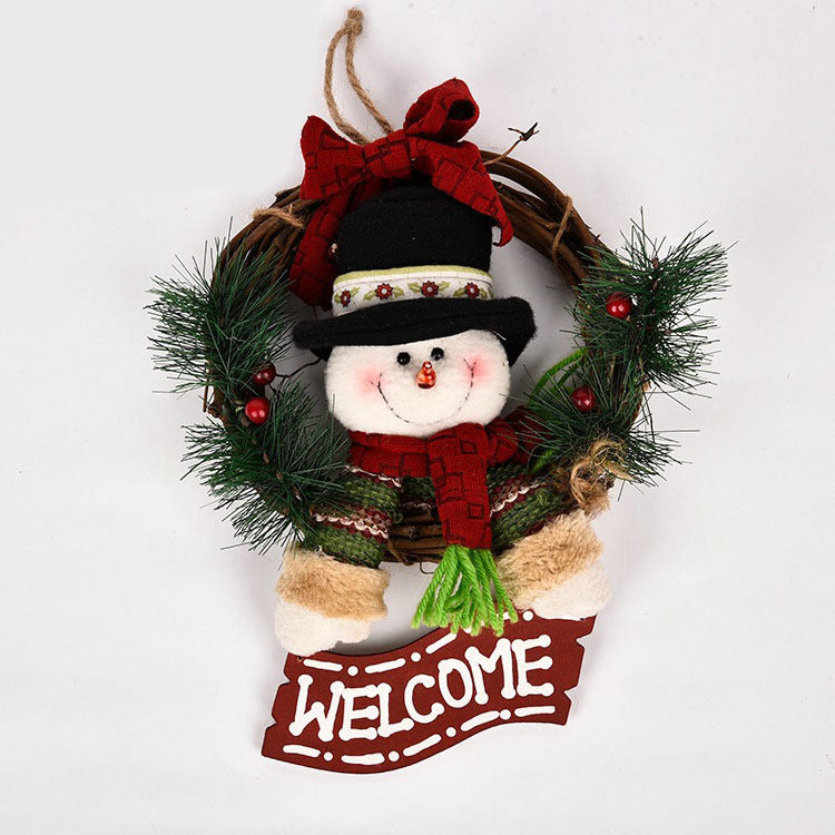 Small Wooden Christmas Wreath – Santa Claus, Snowman & Elk Vine Ring Ornament | Pixel & Parcel Co.