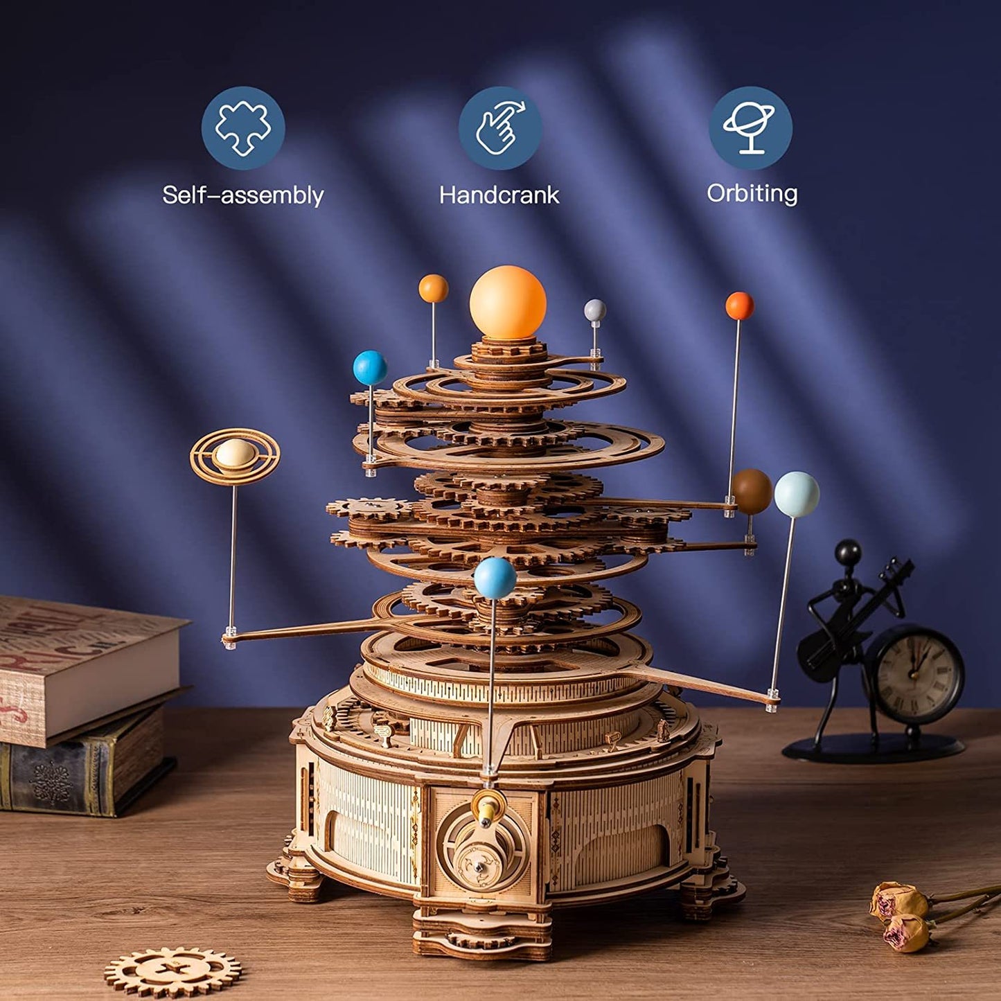 ROKR Mechanical Orrery 3D Wooden Puzzle — 316PCS Rotatable Model Kit