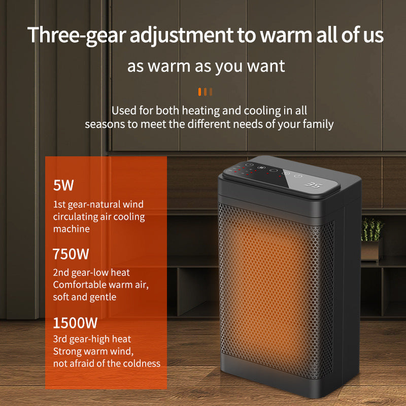 Portable Quick Heating Silent PTC Ceramic Heater with Safety Protection and 3 Adjustable Heat Settings