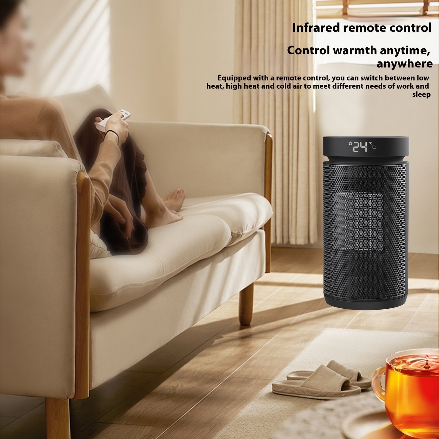 PTC Space Heater with Remote — Quick-Heating Home Heater