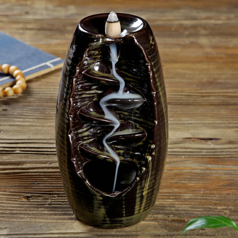 Multi-Layer Ceramic Backflow Incense Burner – Waterfall Aromatherapy Ornament