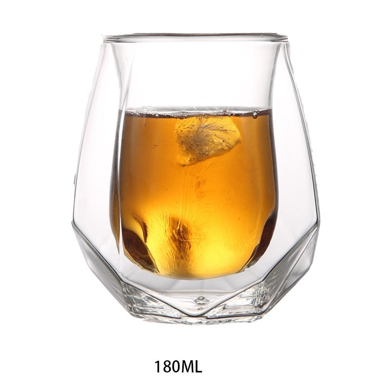 Whiskey Glass – Handmade Double-Walled Borosilicate Crystal Cup (180ml)