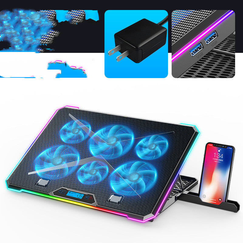 6-Fan Laptop Cooling Pad & Stand – LED Metal Mesh Cooling for 15.6″-17″