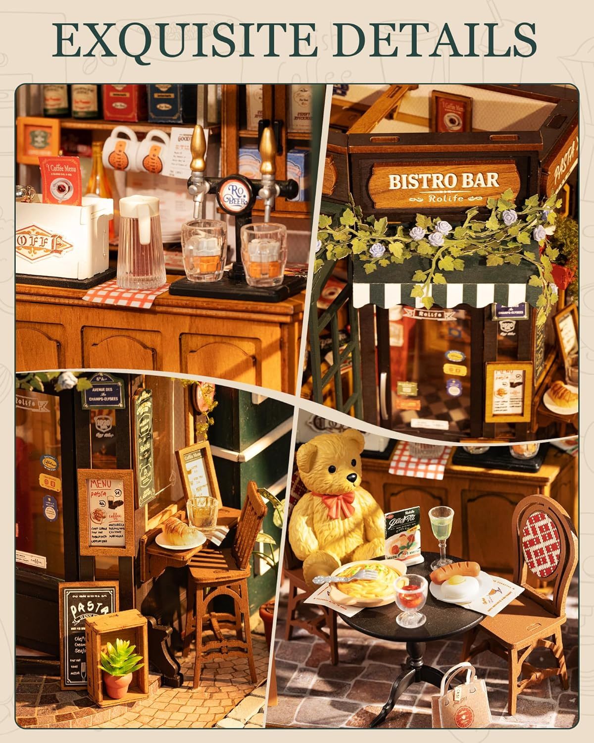 Rolife DIY Miniature House Kit — Tipsy Restaurant Model Craft for Adults