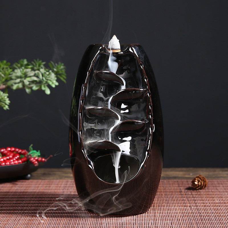 Multi-Layer Ceramic Backflow Incense Burner – Waterfall Aromatherapy Ornament