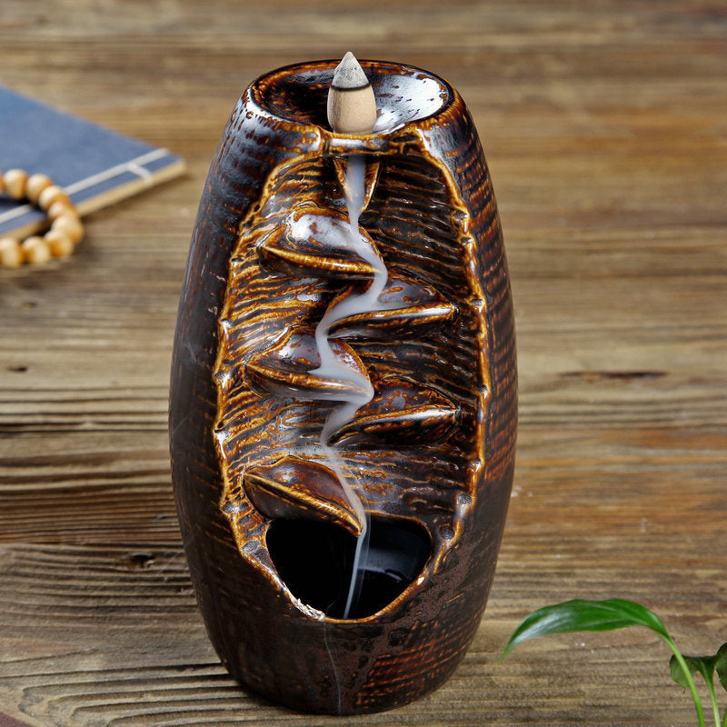 Multi-Layer Ceramic Backflow Incense Burner – Waterfall Aromatherapy Ornament
