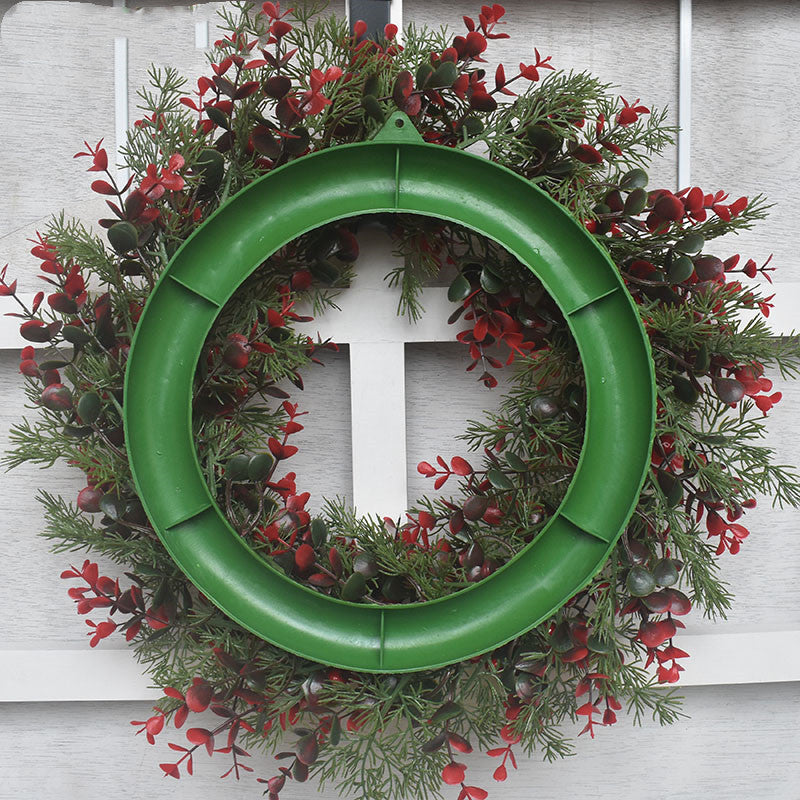 Artificial Cherry Pattern Christmas Wreath – Red Door & Wall Hanging Decoration