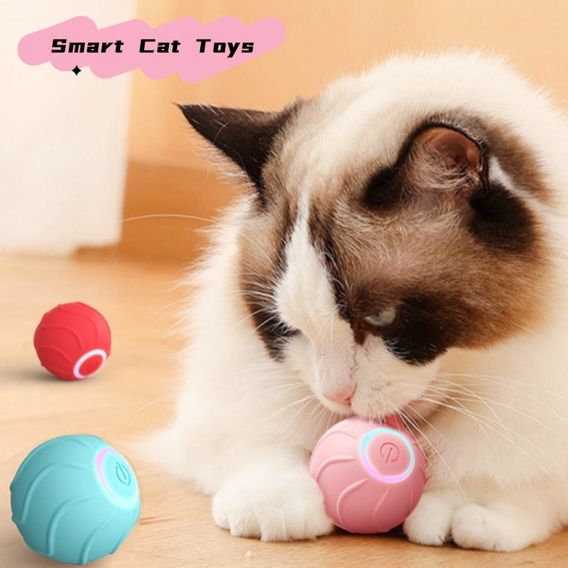 “Smart rolling cat toy ball – USB rechargeable automatic bouncing ball for interactive play with kittens”