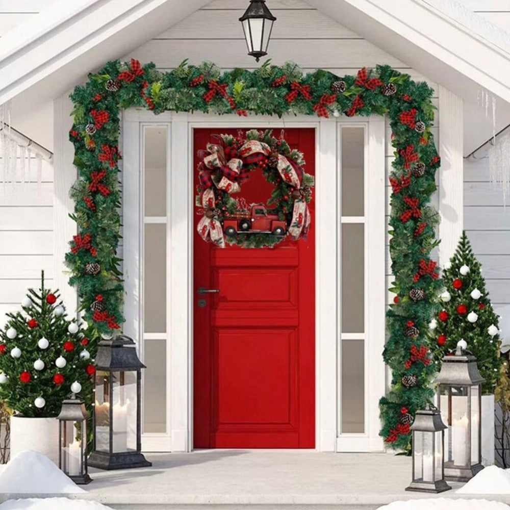 Christmas Wreath with Red Truck Car Bows & Garlands – 40cm Indoor Decoration | Pixel & Parcel Co.
