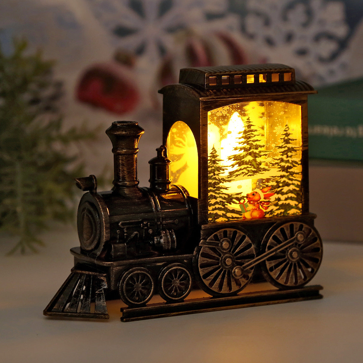Retro Train LED Night Light – Glowing Christmas Plastic Decoration | Pixel & Parcel Co.