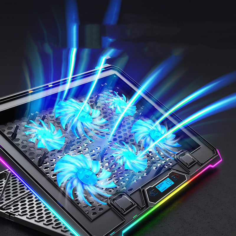 6-Fan Laptop Cooling Pad & Stand – LED Metal Mesh Cooling for 15.6″-17″