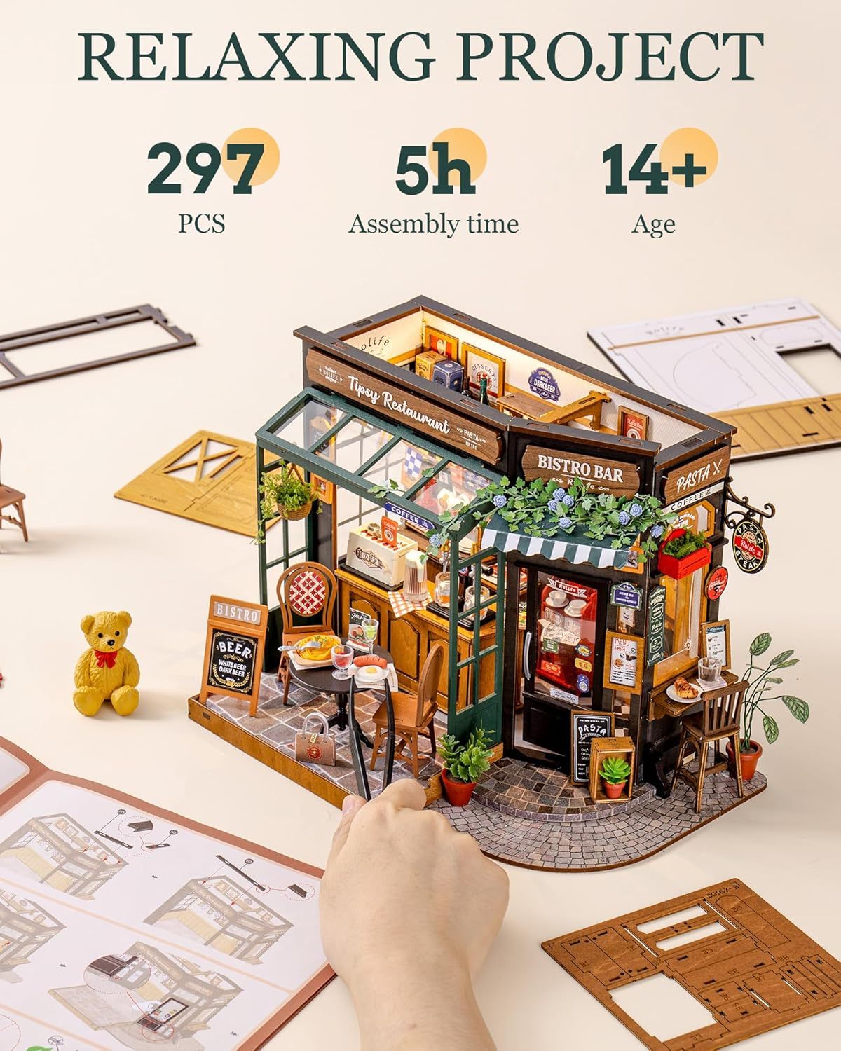 Rolife DIY Miniature House Kit — Tipsy Restaurant Model Craft for Adults