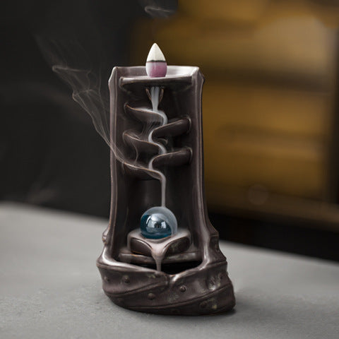 Multi-Layer Ceramic Backflow Incense Burner – Waterfall Aromatherapy Ornament