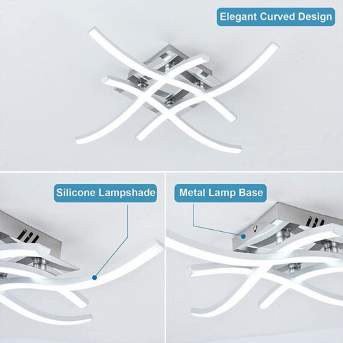 Ceiling Light 4 Wave Lights – Modern LED Dimmable Lamp for Kitchen, Living Room & Bedroom