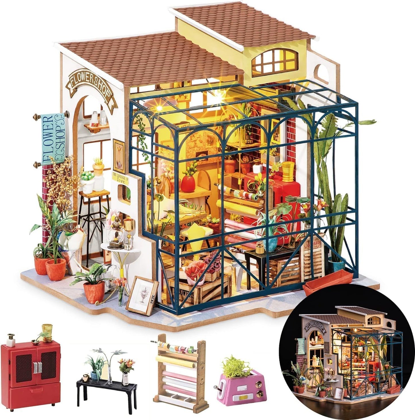 ROBOTIME Rolife DIY Miniature House Kit – Emily’s Flower Shop (DG145)
